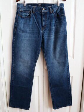 J Crew The Bleeker Straight Leg Denim Jeans Dark Wash Sz 34x32